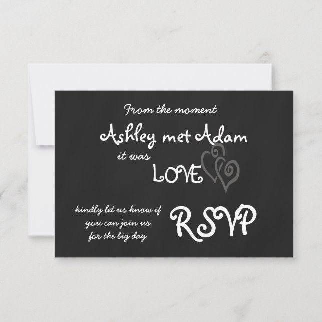 Romantic Love Wedding RSVP Card | Chalkboard (Front)
