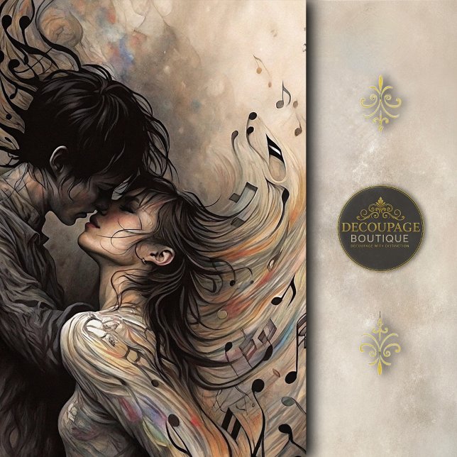 Romantic Lovers with Flowing Music Decoupage Tissue Paper (Romantic Lover with flowing Music Decoupage Tissue Paper)