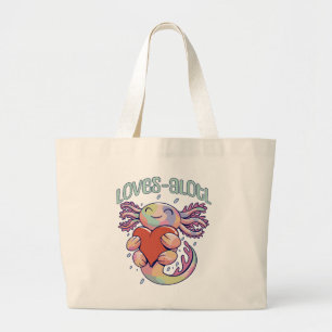 Romantic Loves - happy axolotl Large Tote Bag