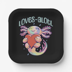 Romantic Loves - happy axolotl Paper Plate