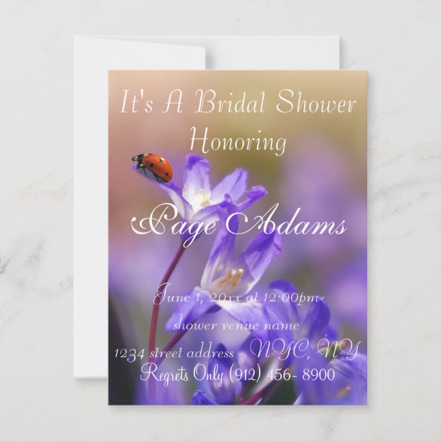Romantic luck ladybug Bridal Shower Destiny Invitation (Front)