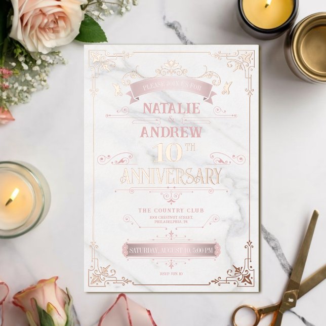 Romantic Luxe Rose Gold Marble Foil Anniversary (Creator Uploaded)