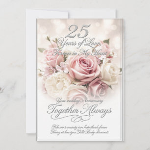 Romantic Luxury 25th Wedding Anniversary Card