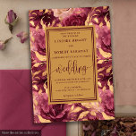 Romantic Luxury Deep Red Gold Floral Wedding  Invitation<br><div class="desc">✅ For matching items search #190W in my collections ✅ Celebrate your special day with this luxury watercolor wedding invitation featuring burgundy, blush, maroon, and deep red roses accented with elegant gold leaves. The timeless floral arrangement blends romantic blush tones with rich marsala and merlot hues, creating the perfect lux...</div>