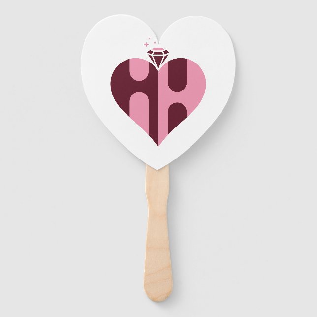 Romantic Luxury HH Monogram Wedding Hand Fan (Front)