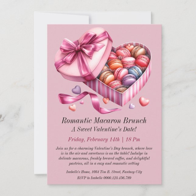 Romantic Macaron Brunch Invitation (Front)