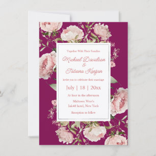 Romantic Magenta Blush Pink Botanical Wedding Invitation