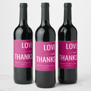 Romantic Magenta Love Thanks Wine Label
