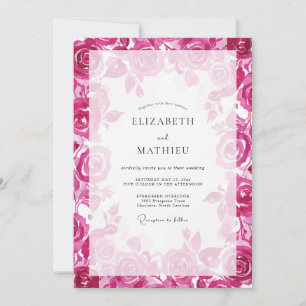 Romantic Magenta Peony Wedding Invitation