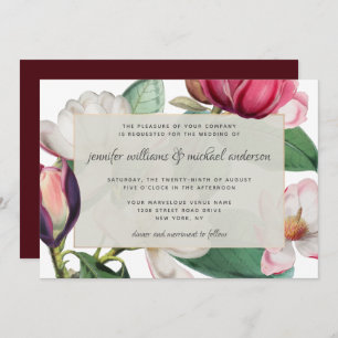 Romantic Magnolia Blossoms Elegant Floral Invitation