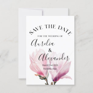 Romantic Magnolia Watercolor Wedding Save the Date Invitation