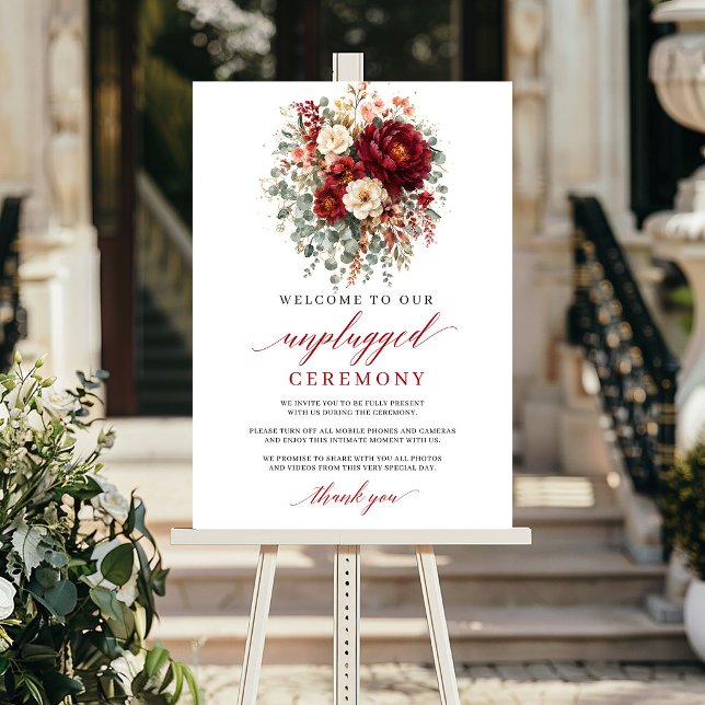 Romantic Maroon Autumn Unplugged Ceremony Sign (Romantic Maroon Autumn Unplugged Ceremony Sign

)