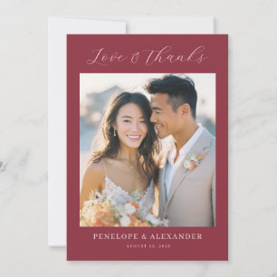 Romantic Maroon Classic Photo Thank You Card