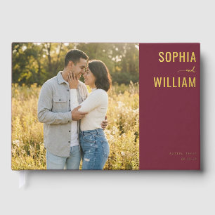 Romantic Maroon Modern Photo Guest Book
