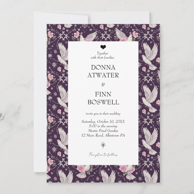 Romantic Maroon Unique Maximalist Custom Wedding  Invitation (Front)