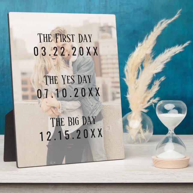 Romantic Married Couple Dates Picture Typography Plaque (Side)