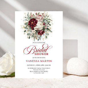 Romantic Marsala & Gold Bridal Shower Invitation