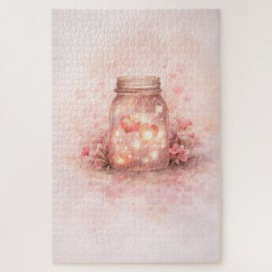 Romantic Mason Jar Hearts Jigsaw Puzzle