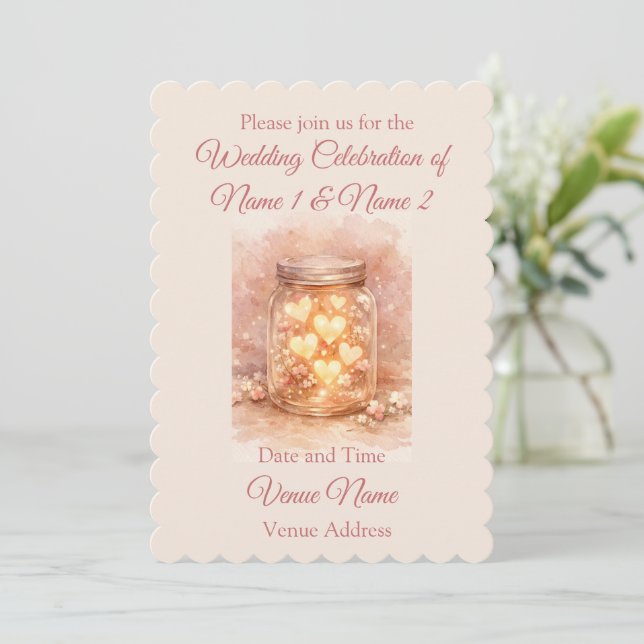 Romantic Mason Jar Wedding Invitation (Standing Front)