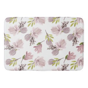 Romantic matching floral pattern watercolor girly bath mat