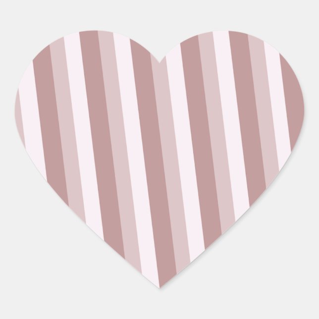 Romantic Mauve and Pale Pink Striped Heart Sticker (Front)