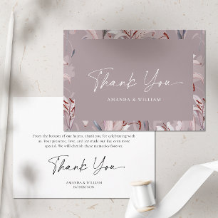 Romantic Mauve Floral Wedding Thank You Card