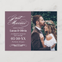 Romantic Mauve Just Married Photo