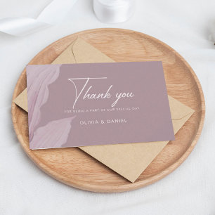 Romantic Mauve Leaf Minimal Wedding Thank You Card
