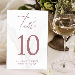 Romantic Mauve Minimal Elegant Wedding Table Number