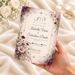 Romantic Mauve Wildflower Wedding Invitation