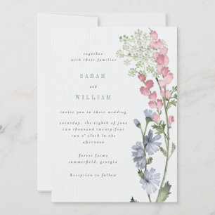 Romantic meadow flowers Wedding Invitation