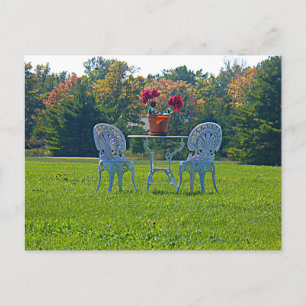 Romantic Meadow of Love Garden Table Flowers Postcard