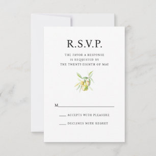 Romantic Mediterranean Watercolor Wedding RSVP Card