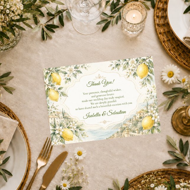 Romantic Mediterranean Wedding Thank You Card (Creator Uploaded)