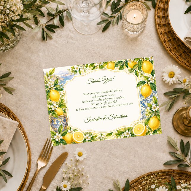 Romantic Mediterranean Wedding Thank You Card (Creator Uploaded)