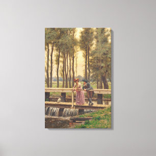 Romantic Meeting Place (by Edmund Blair Leighton) Canvas Print