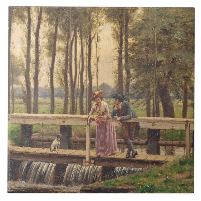 Romantic Meeting Place (by Edmund Blair Leighton) Tile (Front)