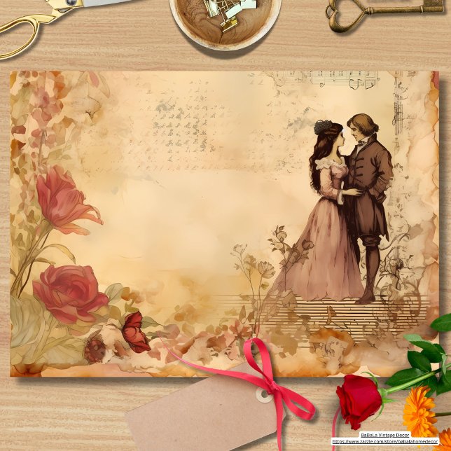 Romantic memories loving couple in the yard rustic tissue paper (Creator Uploaded)
