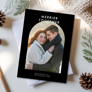 Romantic Merrier Together Holiday Card for Couples