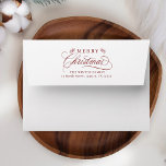 Romantic Merry Christmas Return Address<br><div class="desc">This Christmas envelope featuring elegant and romantic swirly calligraphy lettering with pinecone twigs and pre-printed return address. For more advanced customisation of this design,  please click the BLUE DESIGN TOOL BUTTON above!</div>