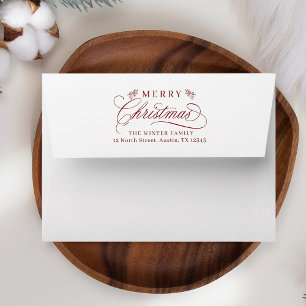 Romantic Merry Christmas Return Address Envelope