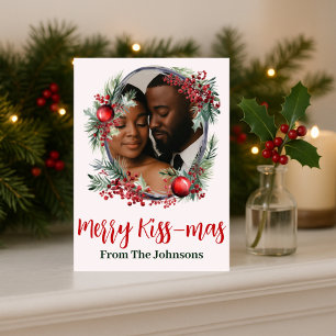 Romantic "Merry Kissmas" Photo Christmas Greeting Holiday Card