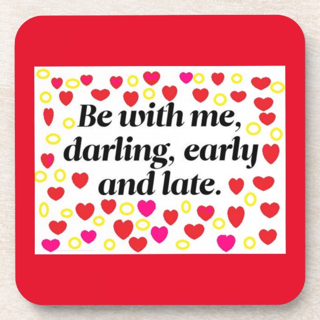 Romantic message on a coaster red yellow design (Front)