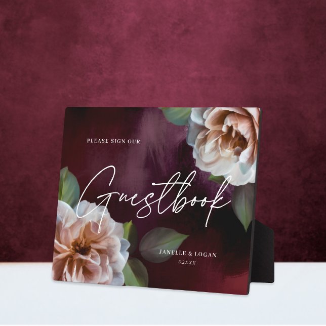 Romantic Midnight Garden Wedding Guestbook Sign Plaque (Creator Uploaded)