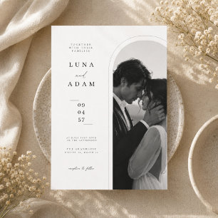 Romantic Minimal Arch Portrait Wedding Invitation. Invitation