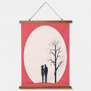 Romantic Minimalist Couple Art Hanging Tapestry