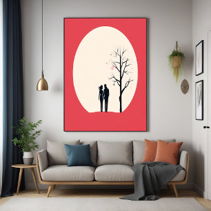 Romantic Minimalist Couple Art Poster