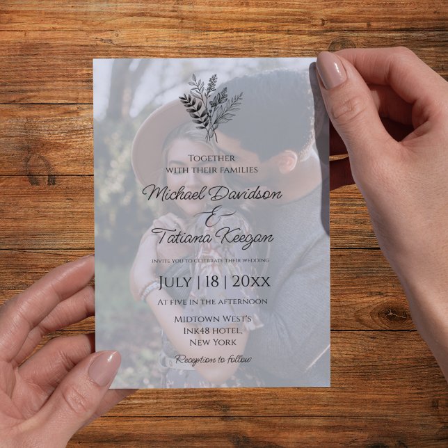 Romantic Minimalist Faded Photo Boho Wedding Invitation (Creator Uploaded)
