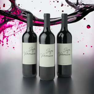 Romantic Minimalist Sage Wedding Wine Label