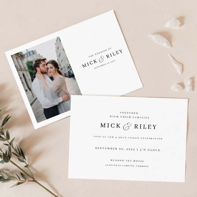 Romantic Minimalist Script Photo Wedding Invitation (Creator Uploaded)